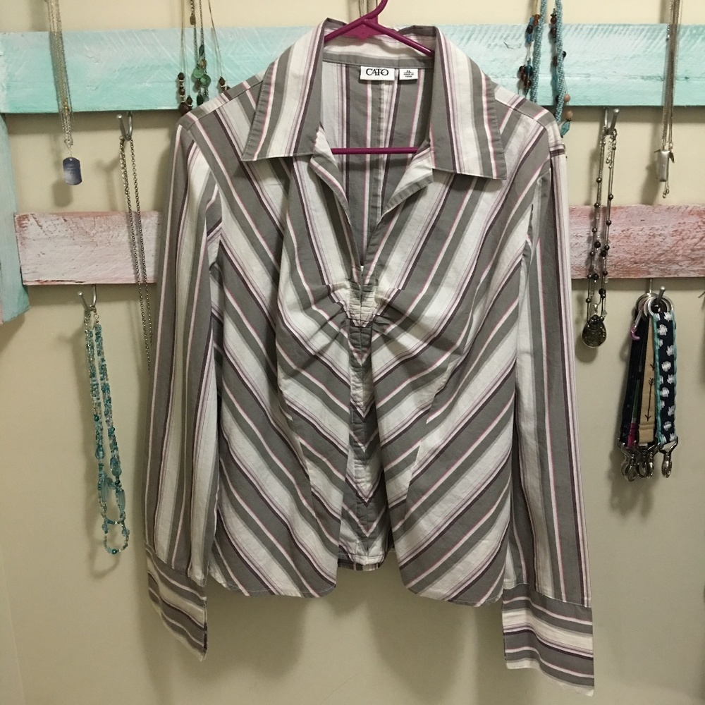 Striped Blouse with gathered front